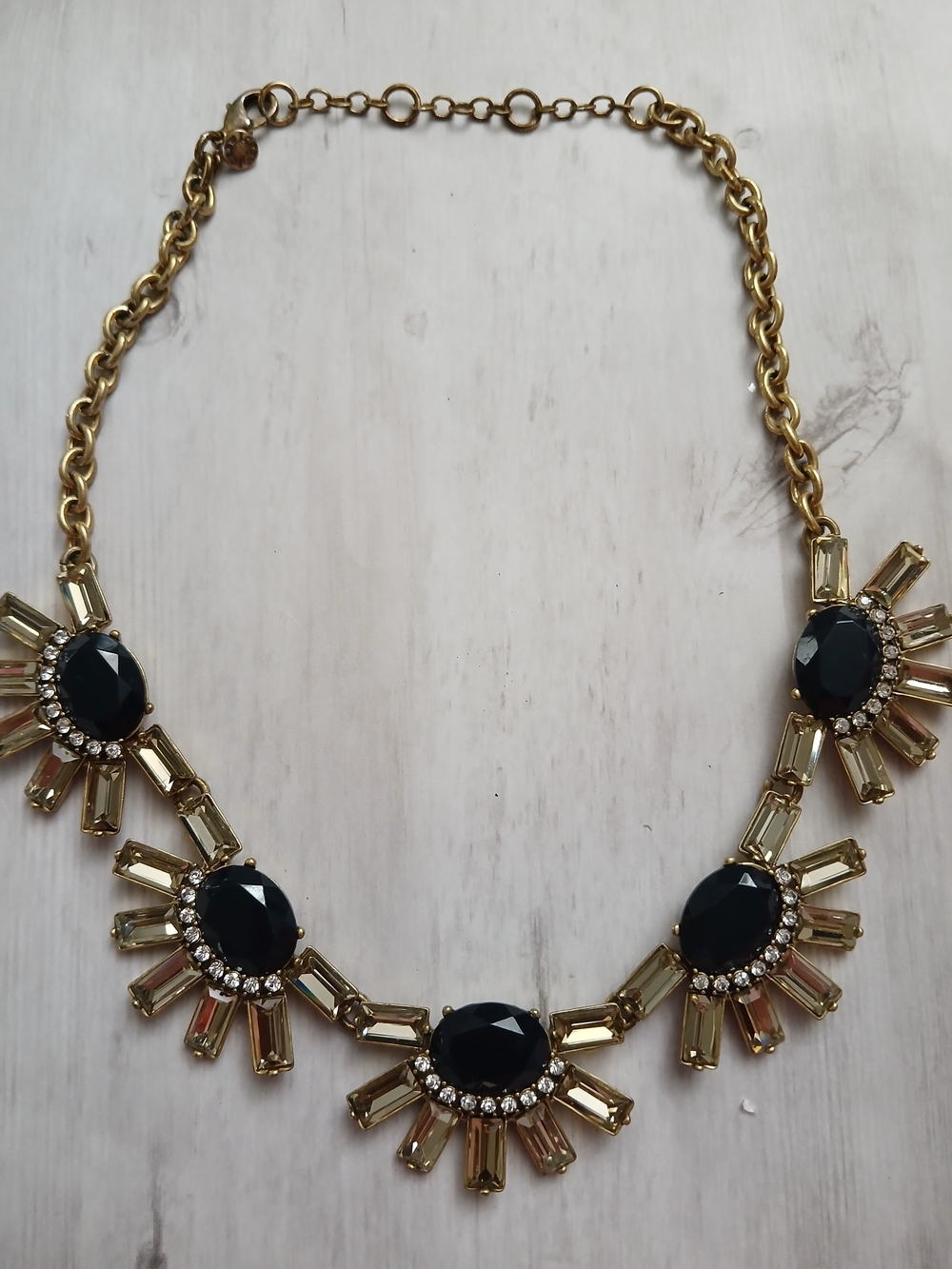 J Crew Gold-Tone Necklace with Black Gem Accents - Women Jewelry